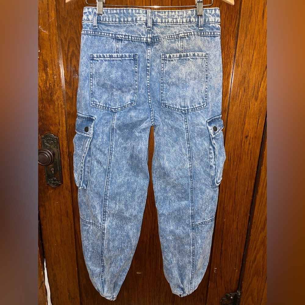 Future Collective with Kahlana Barfield Brown Medium Wash Cargo Jeans - Picture 8 of 11